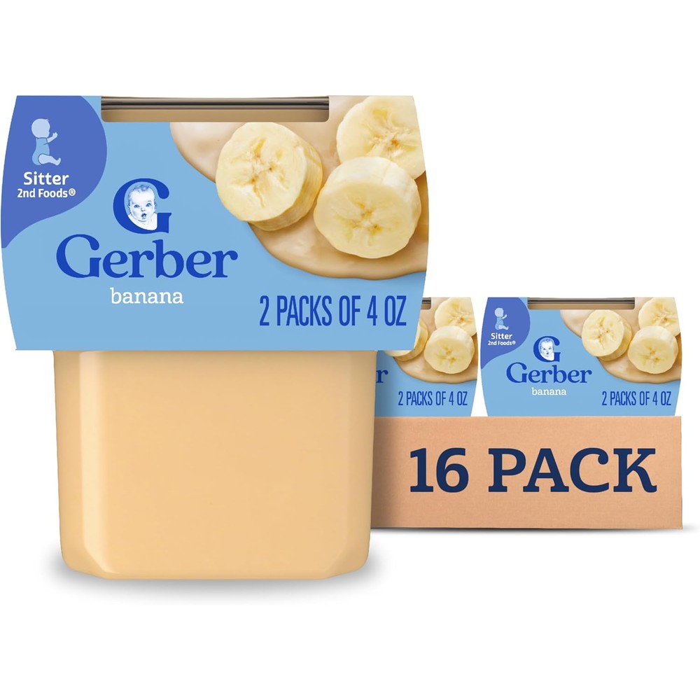 Gerber Stage 2 Banana Puree Tubs 16 Pack front view