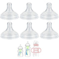 Dr. Brown's Natural Flow Level 2 Wide-Neck Baby Bottle Silicone Nipple front view pack of six