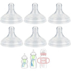 Dr. Brown's Natural Flow Level 2 Wide-Neck Baby Bottle Silicone Nipple front view pack of six