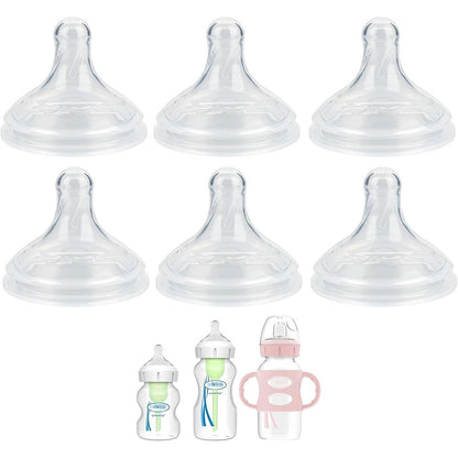 Dr. Brown's Natural Flow Level 2 Wide-Neck Baby Bottle Silicone Nipple front view pack of six