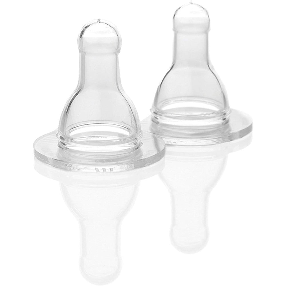 Lifefactory Stage 1 silicone baby bottle nipples 2-pack front view