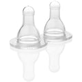 Lifefactory Stage 1 silicone baby bottle nipples 2-pack front view