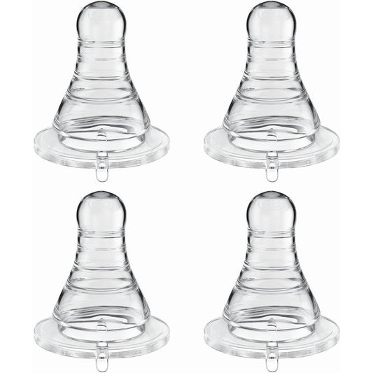 Dr. Brown's natural flow level 1 narrow baby bottle silicone nipple front view for newborn slow flow feeding