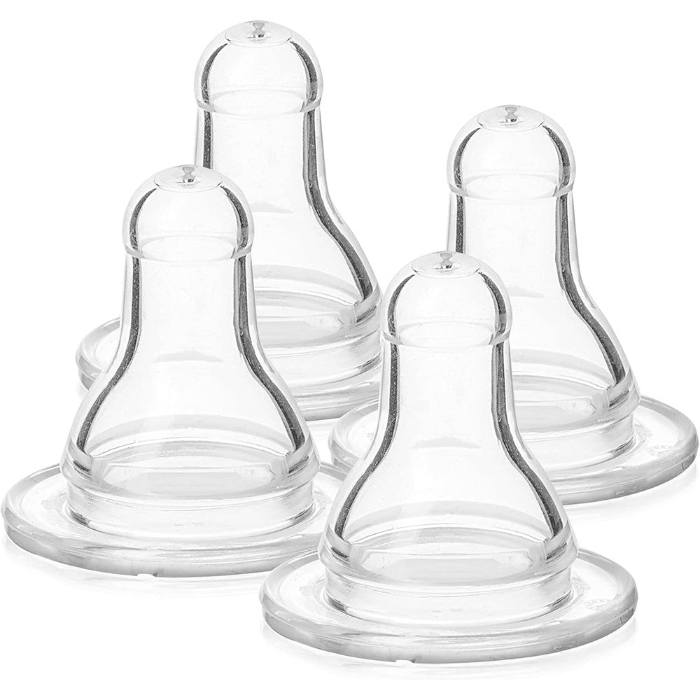 Evenflo Classic CustomFlow Silicone Nipples Fast Flow 4 Count Pack For Standard Neck Feeding Bottles BPA Free Clear
