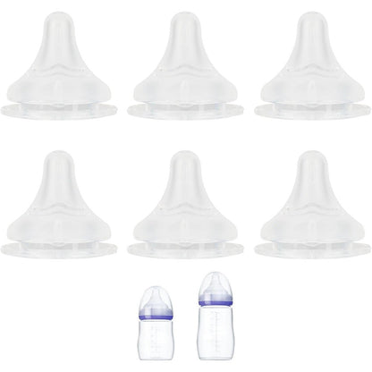 Lansinoh silicone nipple fast flow six count packaging front view showing authentic anti colic teats.