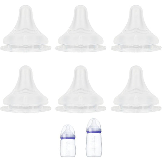 Lansinoh silicone nipple fast flow six count packaging front view showing authentic anti colic teats.