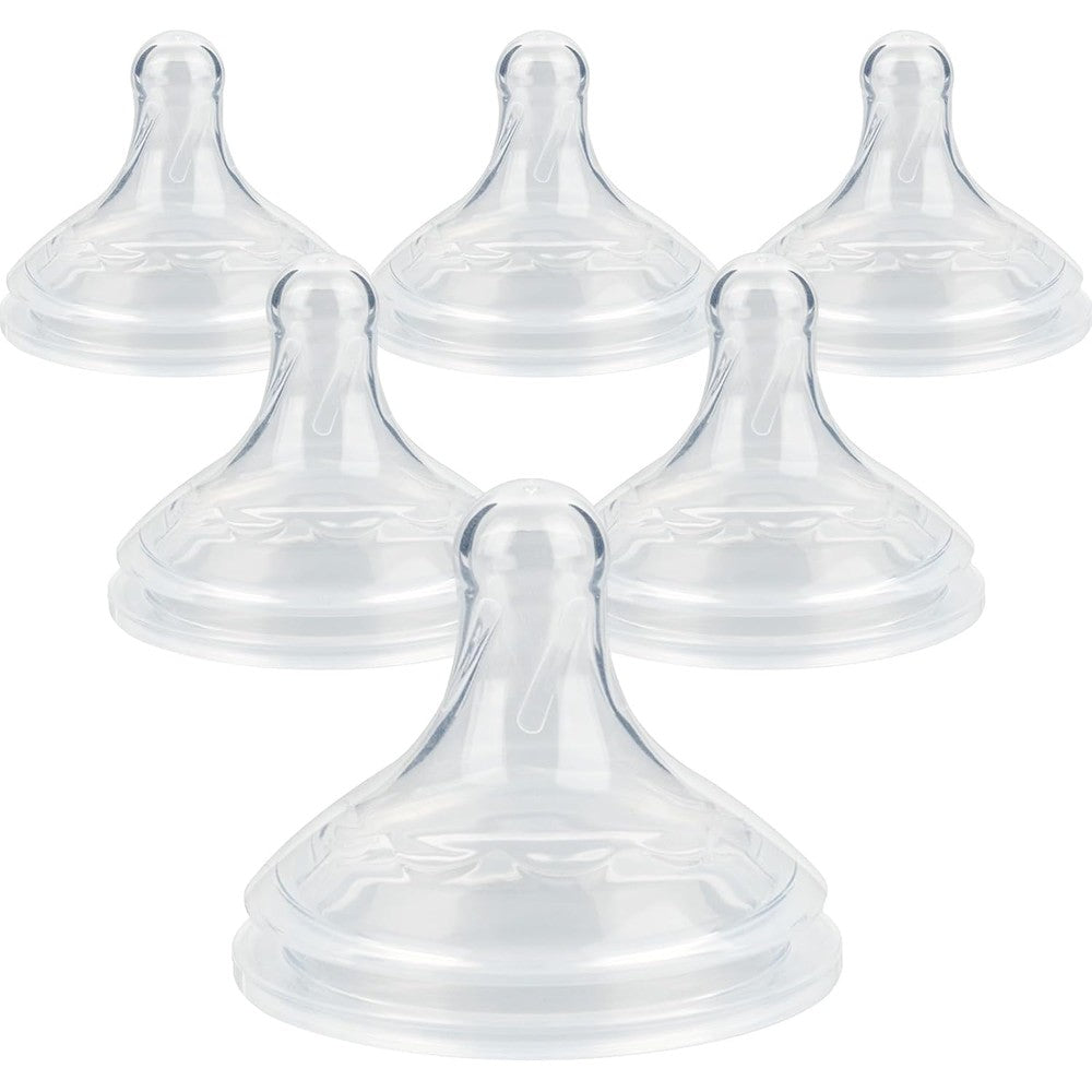 Joyfeed silicone nipple front view showcasing wide-neck design for infant feeding.