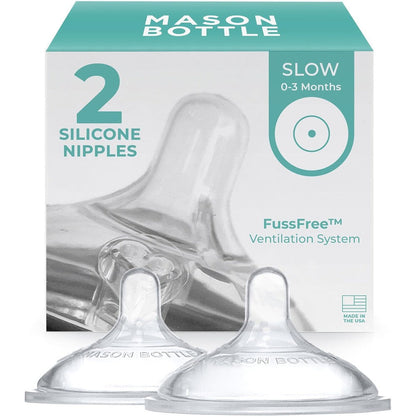 Mason Bottle slow flow nipples 2-pack front view