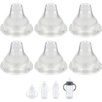 XUNICUTE replacement silicone spout compatible with NUK front view pack of six clear sippy cup nipples