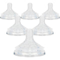 Joyfeed silicone bottle nipples six count package front view showing wide breast-like shape.