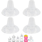 XUNICUTE sippy cup nipples front view clear silicone replacement spouts four pack