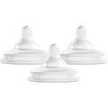 Boon Nursh Curve Silicone Baby Bottle Nipples three pack front view showcasing the slow flow stage one design
