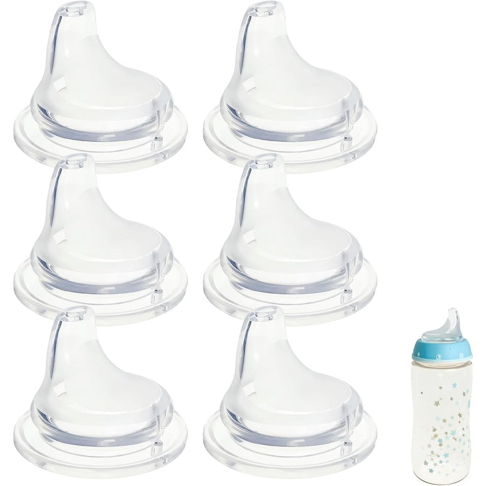 CAMTOVGCA replacement silicone spout six pack front view clear baby bottle nipples