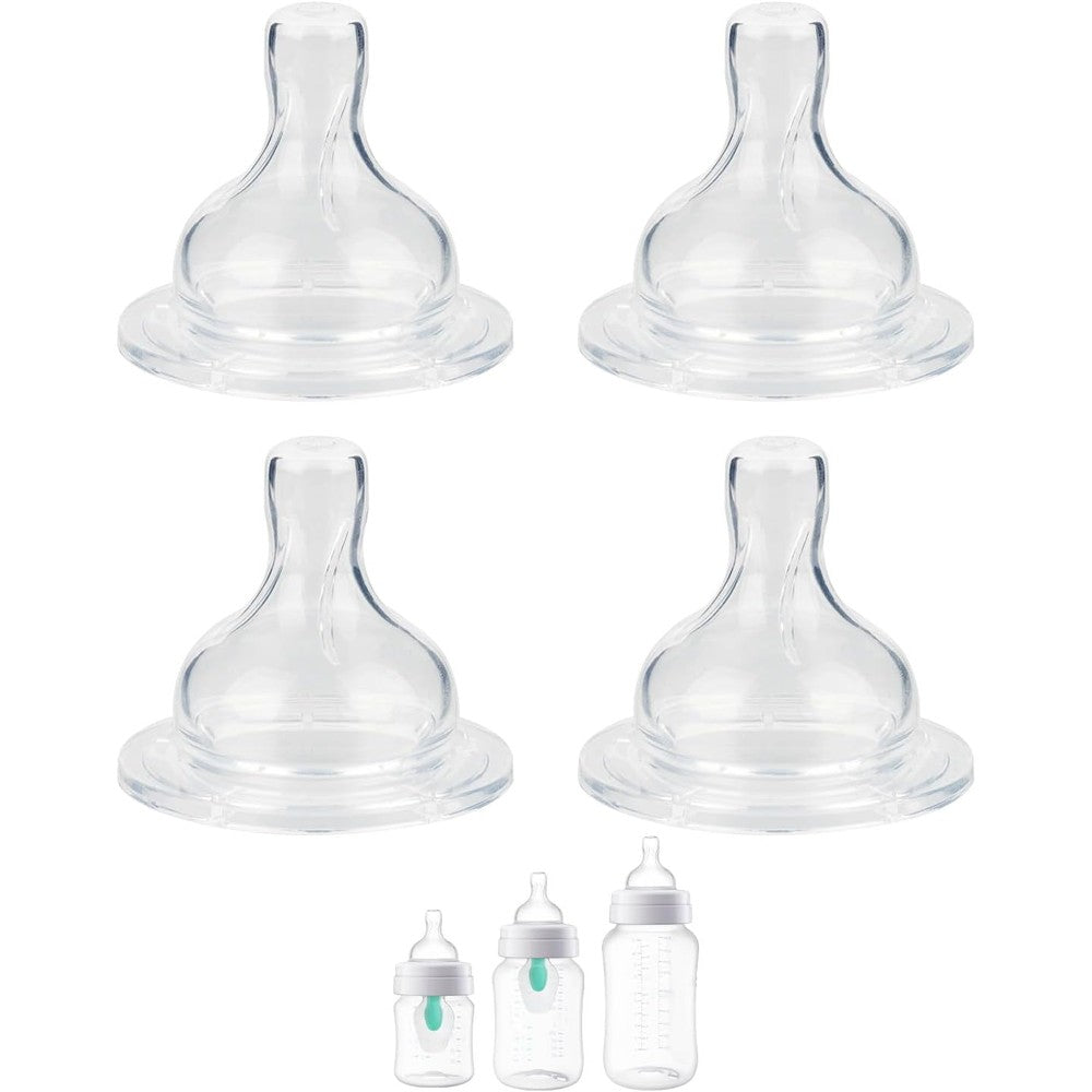 Philips Avent anti colic silicone nipple front view showing extra fast flow tip