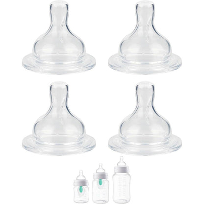 Philips Avent anti colic silicone nipple front view showing extra fast flow tip
