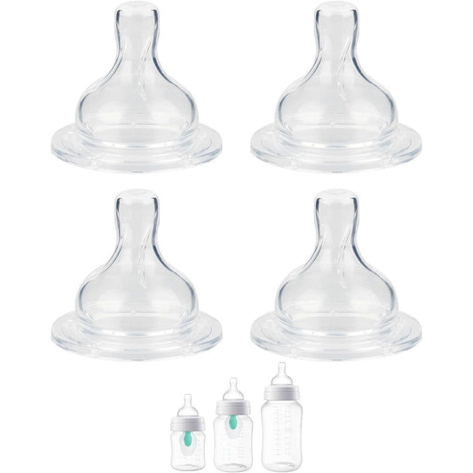 Philips Avent anti colic silicone nipple front view showing extra fast flow tip