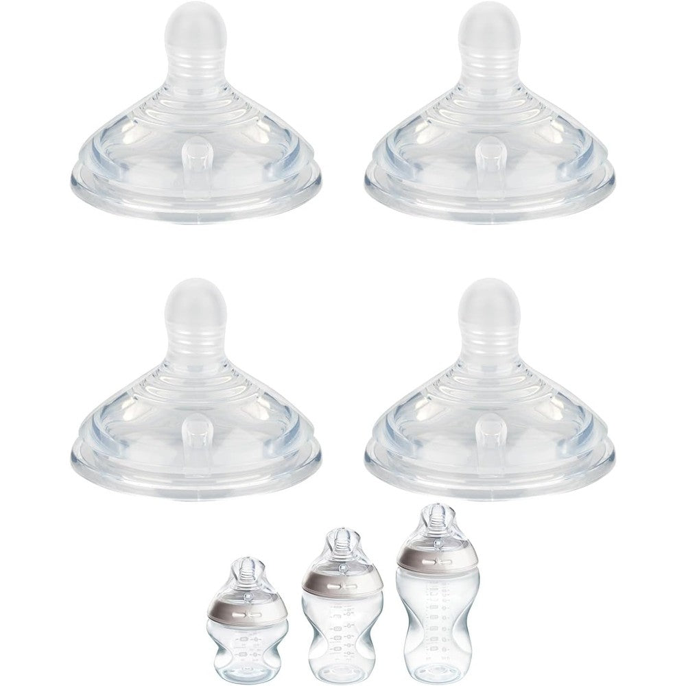 Joyfeed silicone nipple medium flow front view showing soft breast-like shape for baby bottles.