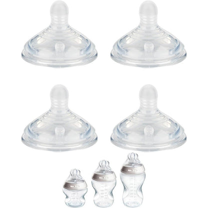 Joyfeed silicone nipple medium flow front view showing soft breast-like shape for baby bottles.