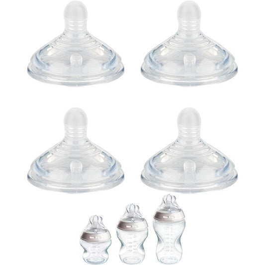 Joyfeed silicone nipple medium flow front view showing soft breast-like shape for baby bottles.