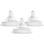 Boon Nursh Curve Silicone Baby Bottle Nipples front view of three pack medium flow feeding supplies