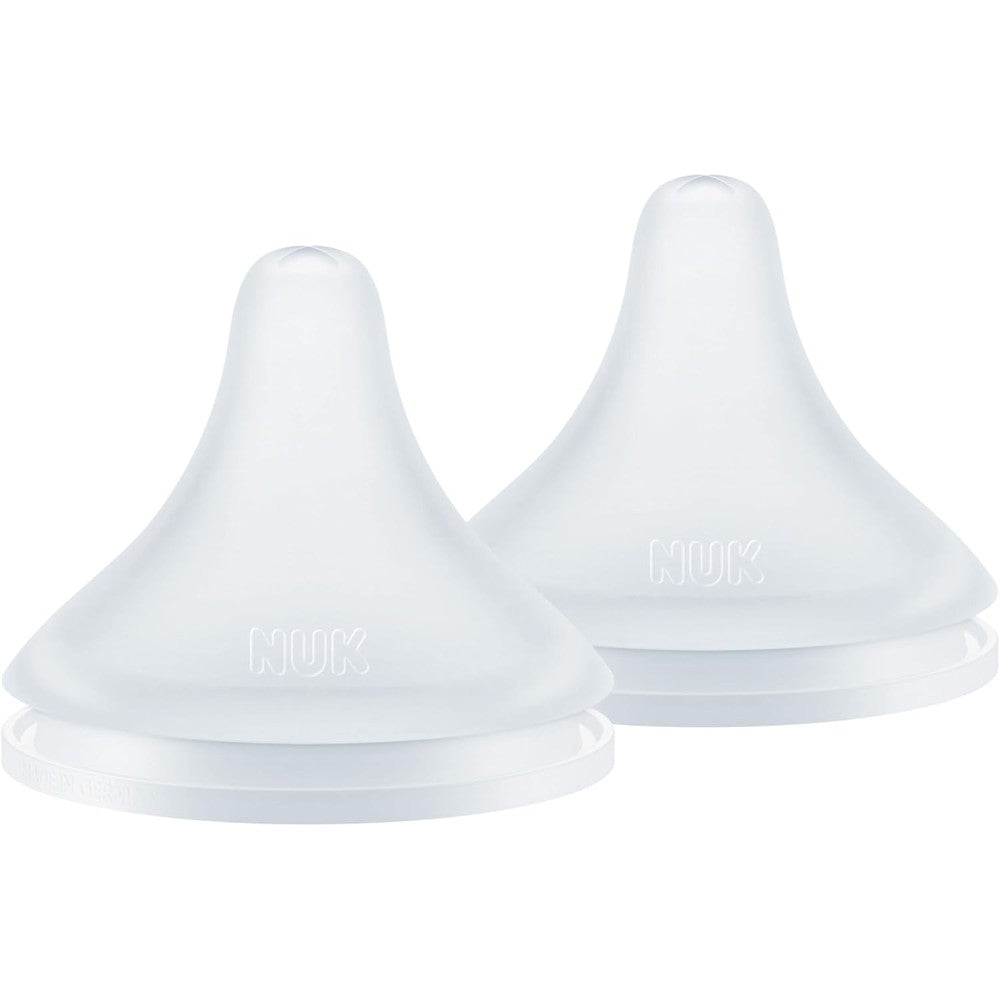 NUK Perfect Match Fast Flow Silicone Nipple pack front view for anti colic feeding.