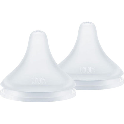 NUK Perfect Match Fast Flow Silicone Nipple pack front view for anti colic feeding.