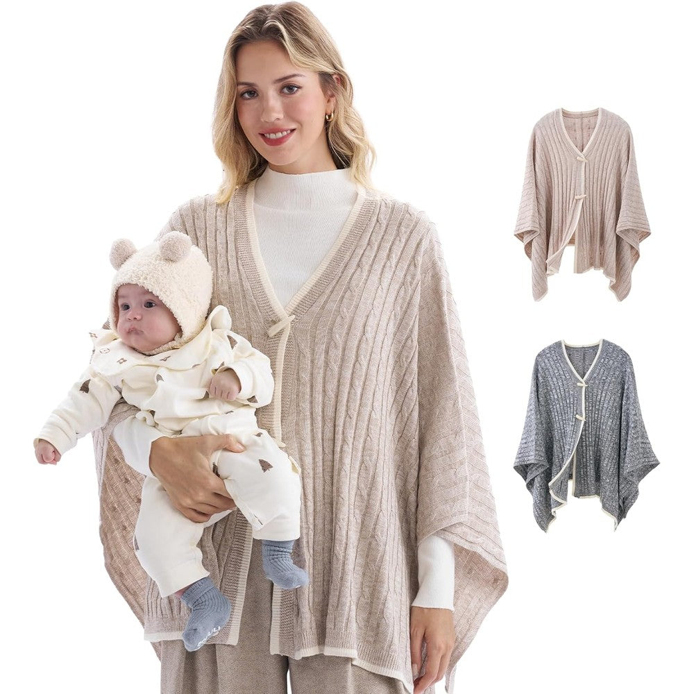 Momcozy knit nursing cover front view lifestyle shot