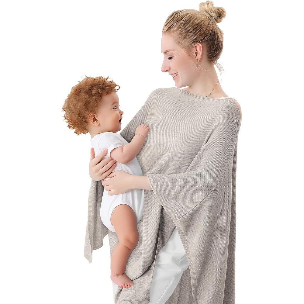 Pinuotu nursing cover for breastfeeding front view showing poncho style
