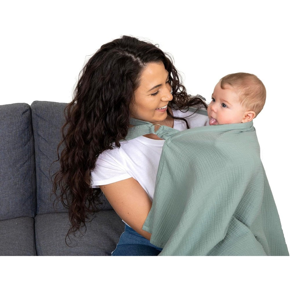 Evergrwn multi-use privacy nursing cover in sage green front view