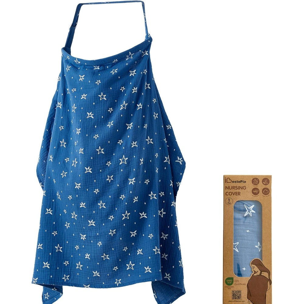 Konssy Muslin Nursing Cover blue starry sky design