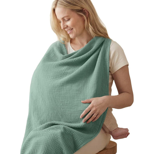 Blissful Diary 4-in-1 Muslin Nursing Cover Roman Green front view