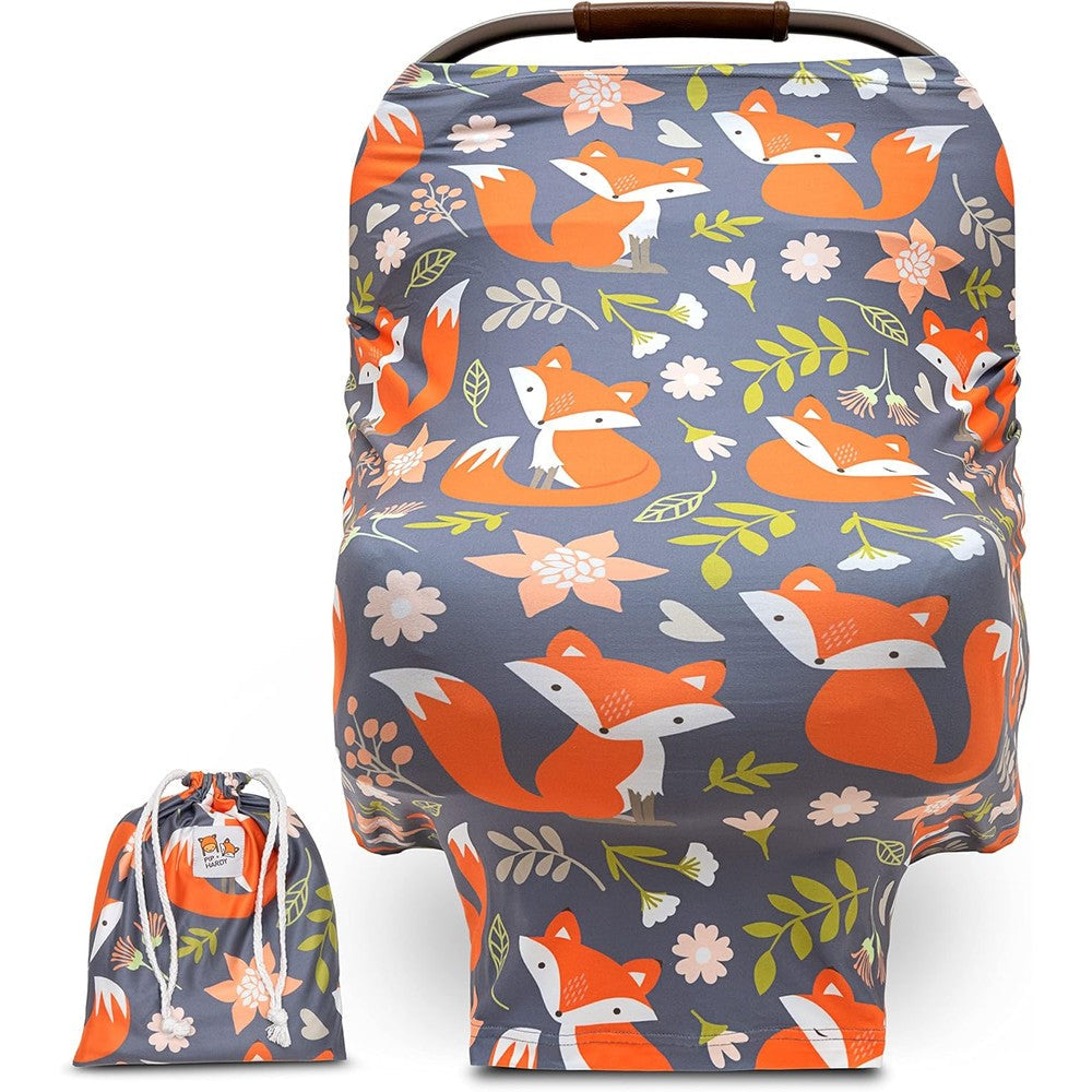 Pip + Hardy woodland fox 5-in-1 baby car seat canopy front view