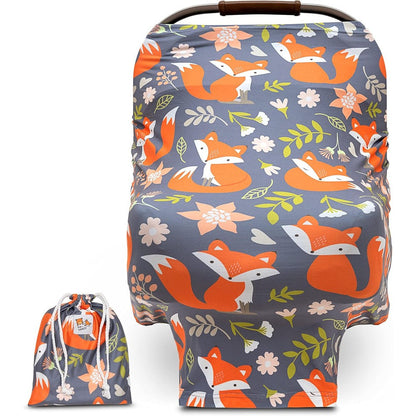Pip + Hardy woodland fox 5-in-1 baby car seat canopy front view