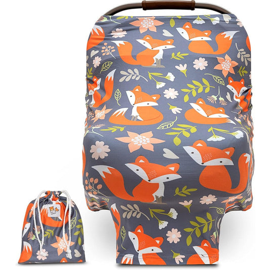 Pip + Hardy woodland fox 5-in-1 baby car seat canopy front view