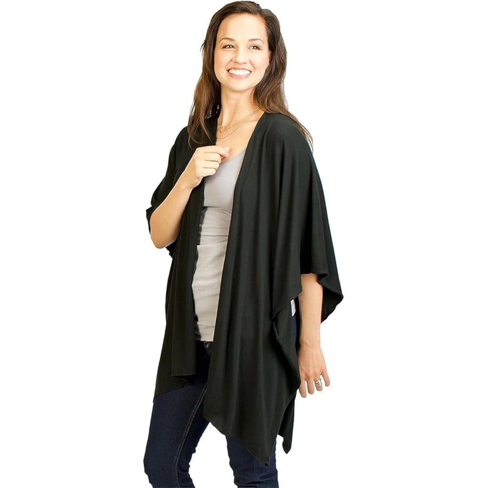 Bamboobies nursing cover shawl black front view