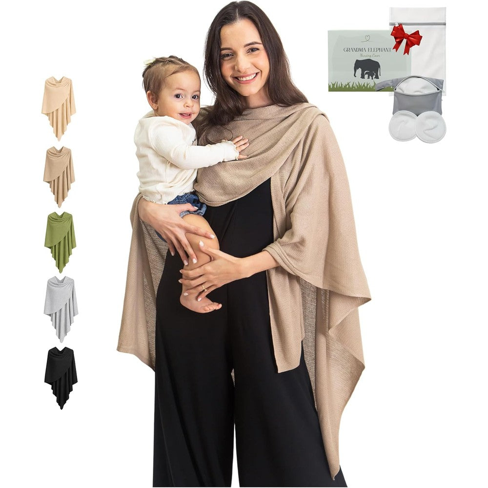 Motherly Nursing Cover honey camel front view for breastfeeding