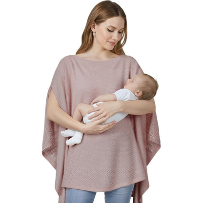 BeBeJoJo knit nursing cover front view in mauve taupe