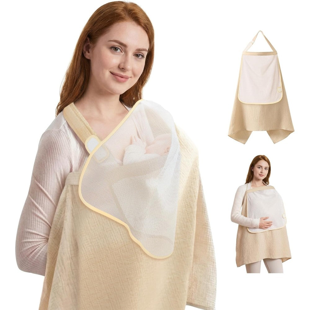 WVM 100% cotton muslin nursing cover front view for breastfeeding