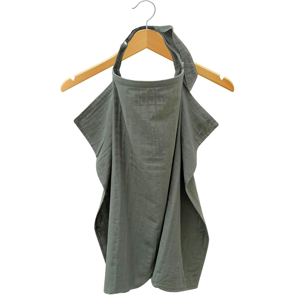 Mozah 100% organic cotton muslin nursing cover Roman Green front view
