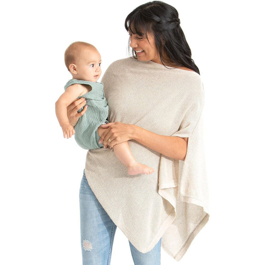 We Are Amma The Cocoon nursing cover front view natural beige knit