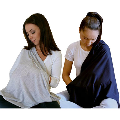 LK Baby infinity nursing scarf set in grey and navy