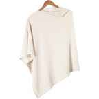 Bewdio nursing cover beige poncho front view for breastfeeding