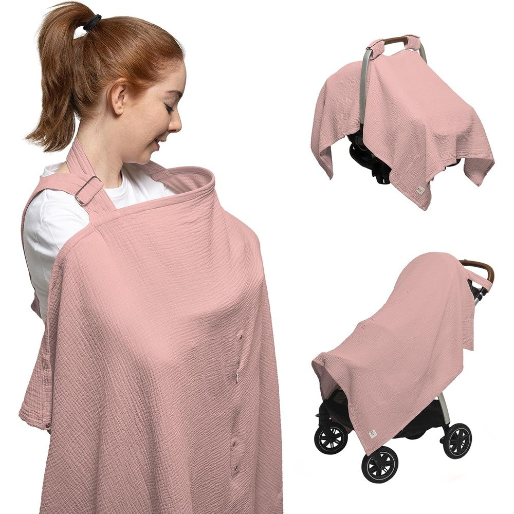Nilsa muslin nursing cover front view blush color