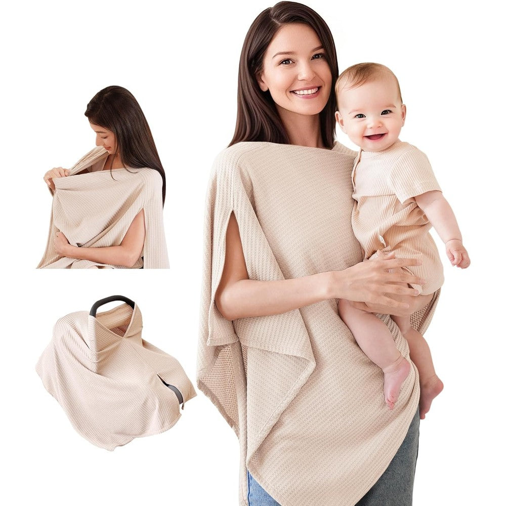 Konssy nursing cover beige front view for breastfeeding privacy