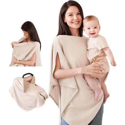 Konssy nursing cover beige front view for breastfeeding privacy