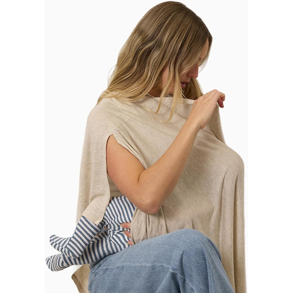 Solly Baby nursing cover in flax front view