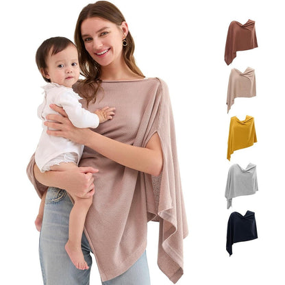 Momcozy nursing cover brown privacy poncho front view