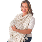 Itzy Ritzy Breastfeeding Boss multi-use cover front view in checkerboard print