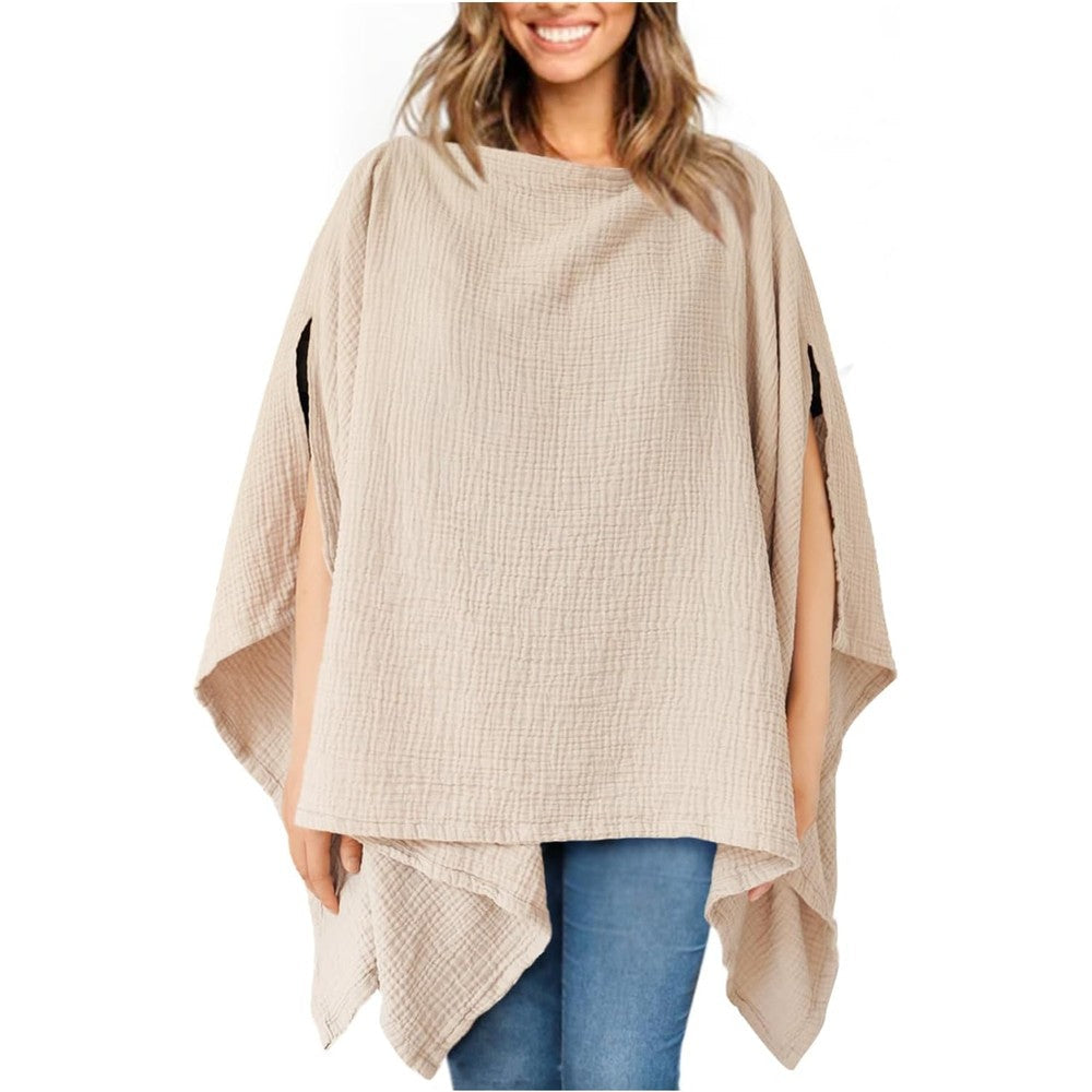 Konssy muslin nursing cover front view showing 360 degree coverage
