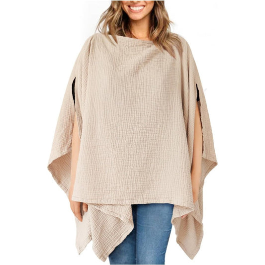 Konssy muslin nursing cover front view showing 360 degree coverage